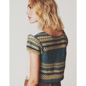 Free People Crochet Back Cropped Top in Sand